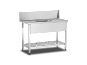 BER – Dishwasher Inlet Table / Single Sink / Perforated Lower Shelf